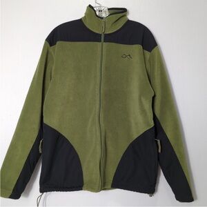 Gap Fleece Jacket Mens Large Green & Black Full Zip w/ Pockets Drawstring